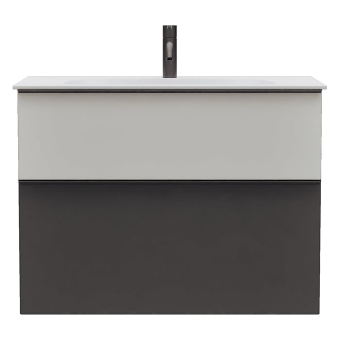 burgbad Fiumo 2.0 Mineralguss-Waschtisch mit Waschtischunterschrank 82 cm, mit Griff G0200