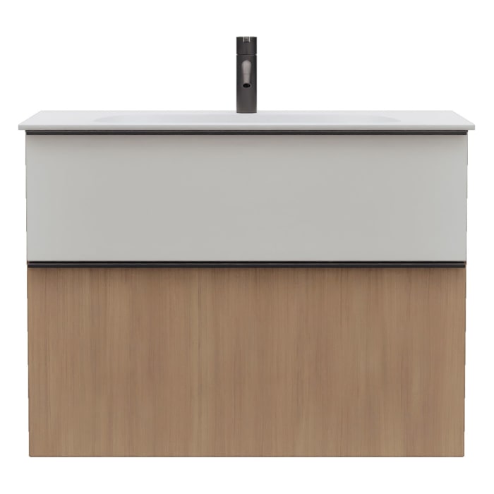 burgbad Fiumo 2.0 Mineralguss-Waschtisch mit Waschtischunterschrank 82 cm, mit Griff G0200