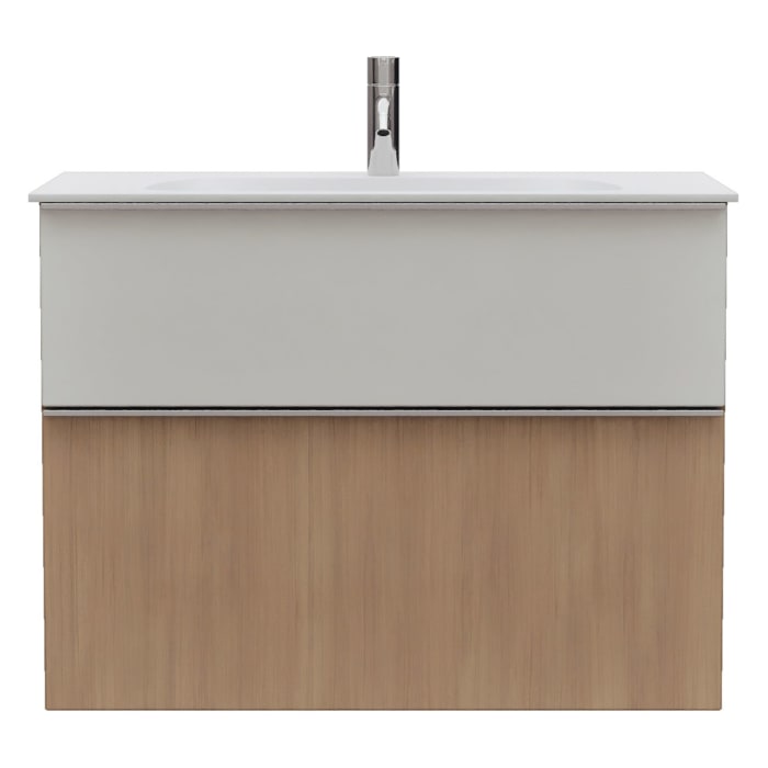 burgbad Fiumo 2.0 Mineralguss-Waschtisch mit Waschtischunterschrank 82 cm, mit Griff G0146