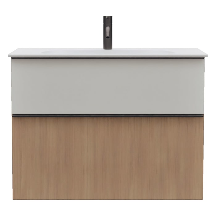 burgbad Fiumo 2.0 Mineralguss-Waschtisch mit Waschtischunterschrank 82 cm, mit Griff G0200