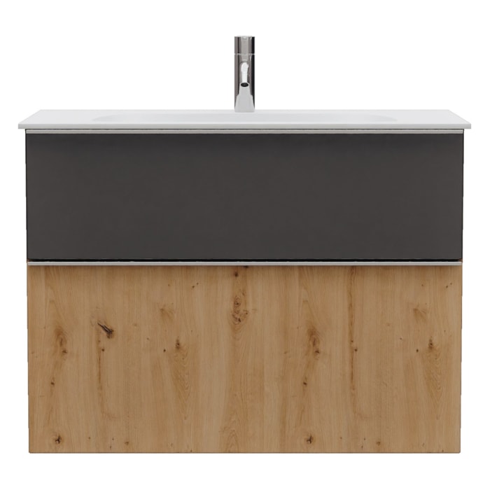 burgbad Fiumo 2.0 Mineralguss-Waschtisch mit Waschtischunterschrank 82 cm, mit Griff G0146