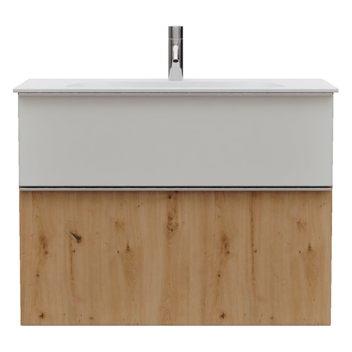 burgbad Fiumo 2.0 Mineralguss-Waschtisch mit Waschtischunterschrank 82 cm, mit Griff G0146