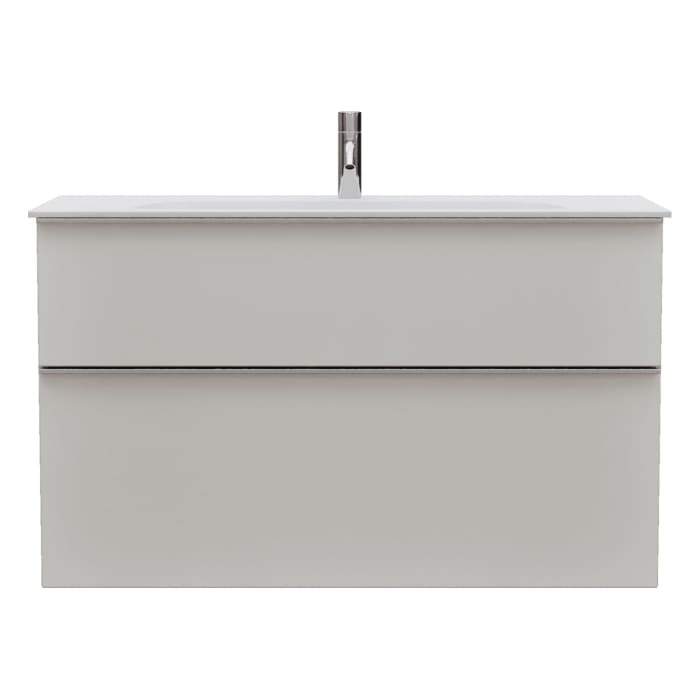 burgbad Fiumo 2.0 Mineralguss-Waschtisch mit Waschtischunterschrank 102 cm, mit Griff G0146