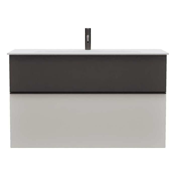 burgbad Fiumo 2.0 Mineralguss-Waschtisch mit Waschtischunterschrank 102 cm, mit Griff G0200