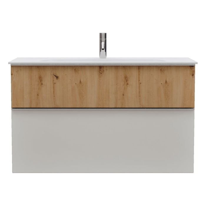 burgbad Fiumo 2.0 Mineralguss-Waschtisch mit Waschtischunterschrank 102 cm, mit Griff G0146