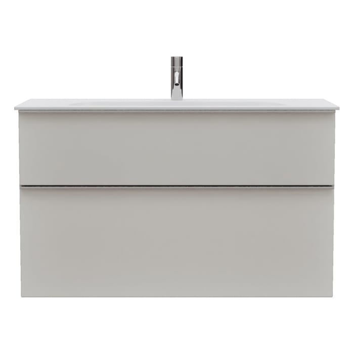 burgbad Fiumo 2.0 Mineralguss-Waschtisch mit Waschtischunterschrank 102 cm, mit Griff G0146