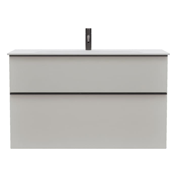 burgbad Fiumo 2.0 Mineralguss-Waschtisch mit Waschtischunterschrank 102 cm, mit Griff G0200
