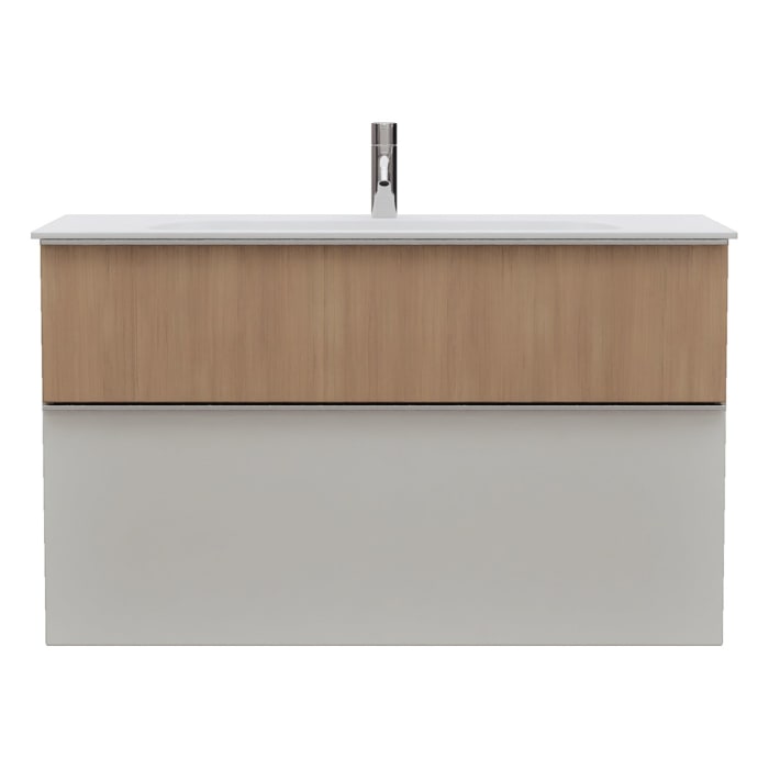 burgbad Fiumo 2.0 Mineralguss-Waschtisch mit Waschtischunterschrank 102 cm, mit Griff G0146