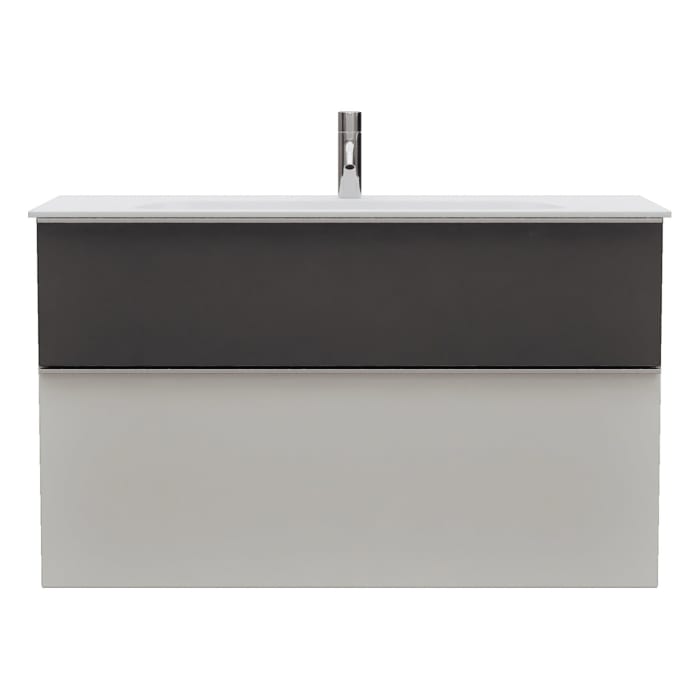 burgbad Fiumo 2.0 Mineralguss-Waschtisch mit Waschtischunterschrank 102 cm, mit Griff G0146