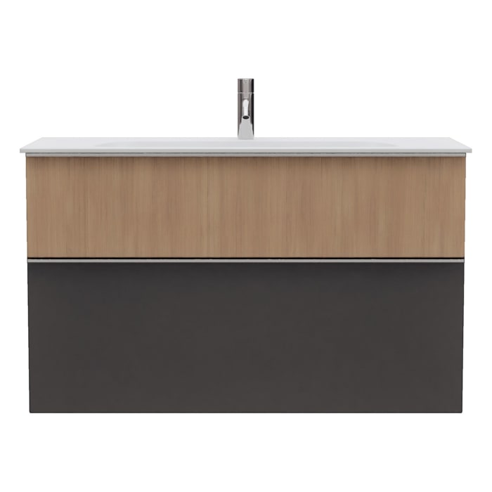 burgbad Fiumo 2.0 Mineralguss-Waschtisch mit Waschtischunterschrank 102 cm, mit Griff G0146