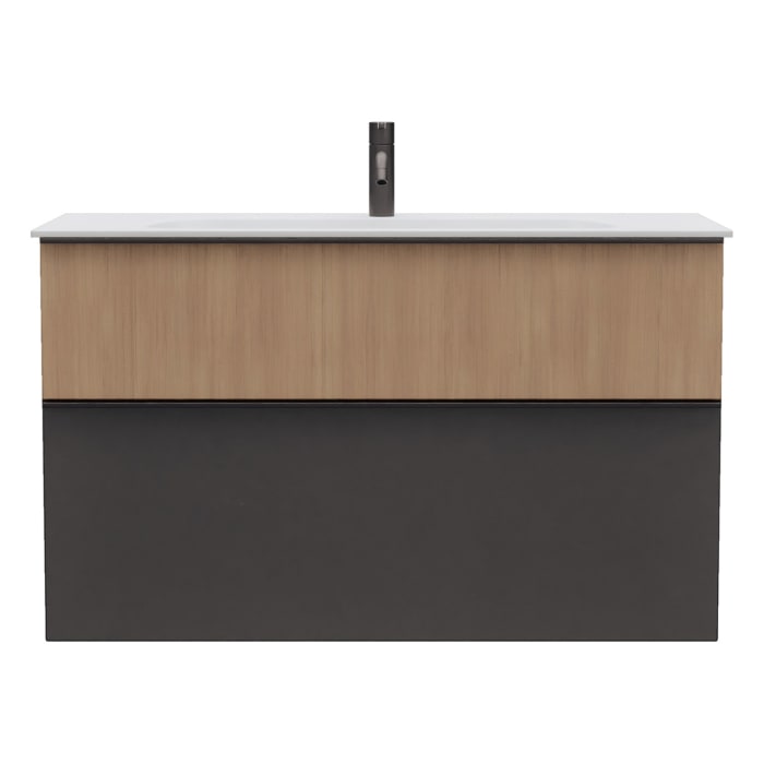 burgbad Fiumo 2.0 Mineralguss-Waschtisch mit Waschtischunterschrank 102 cm, mit Griff G0200