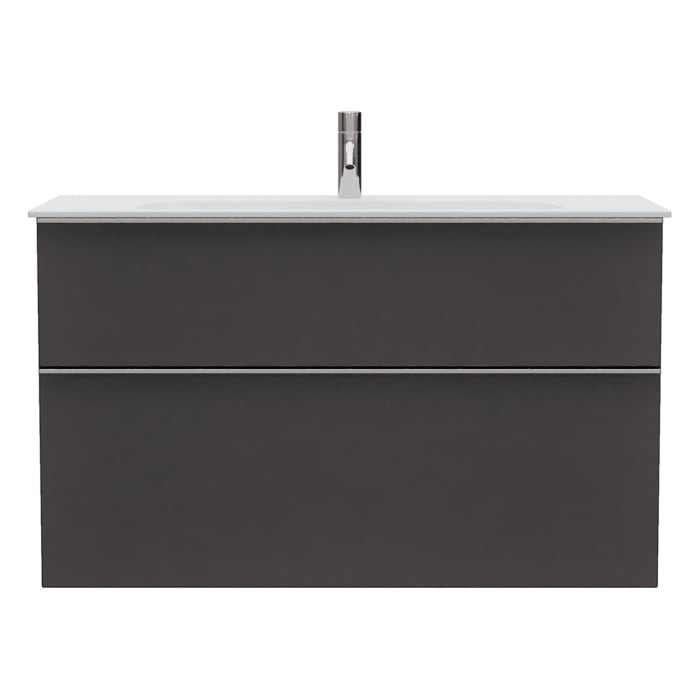 burgbad Fiumo 2.0 Mineralguss-Waschtisch mit Waschtischunterschrank 102 cm, mit Griff G0146