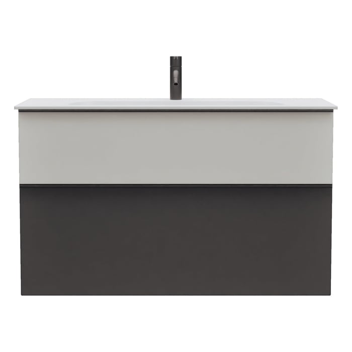 burgbad Fiumo 2.0 Mineralguss-Waschtisch mit Waschtischunterschrank 102 cm, mit Griff G0200