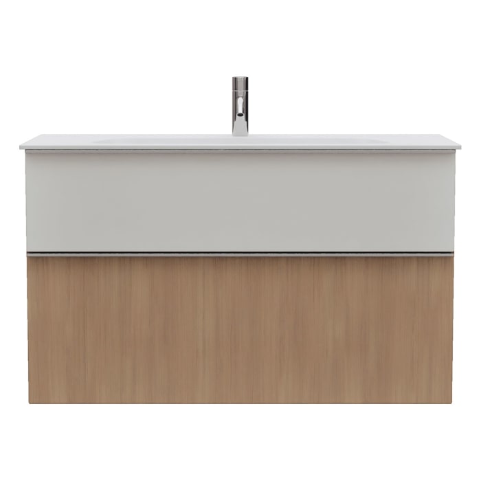 burgbad Fiumo 2.0 Mineralguss-Waschtisch mit Waschtischunterschrank 102 cm, mit Griff G0146