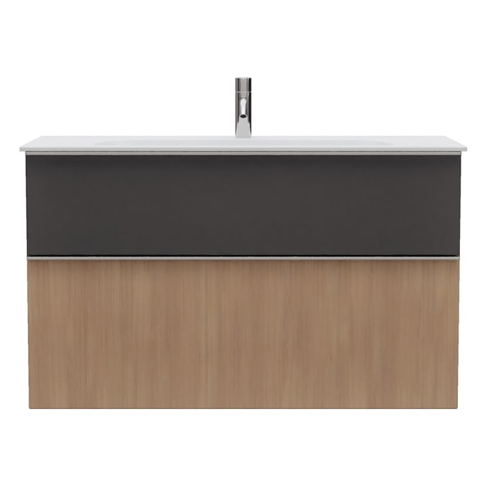 burgbad Fiumo 2.0 Mineralguss-Waschtisch mit Waschtischunterschrank 102 cm, mit Griff G0146