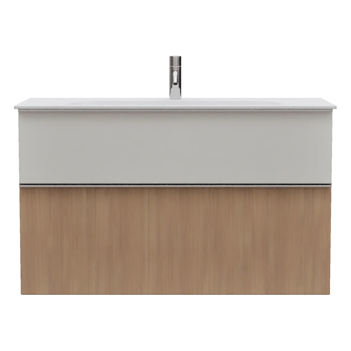 burgbad Fiumo 2.0 Mineralguss-Waschtisch mit Waschtischunterschrank 102 cm, mit Griff G0146