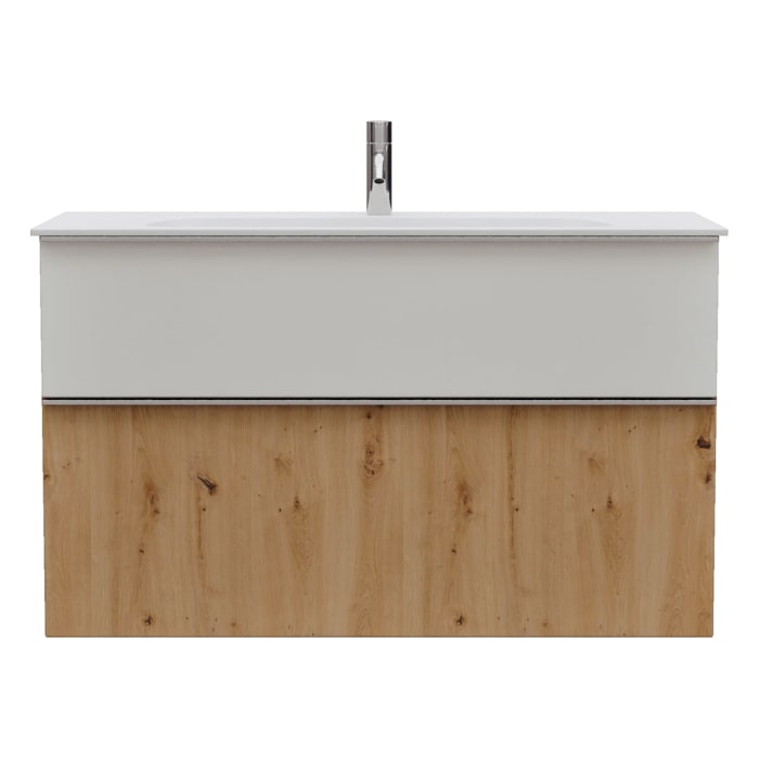 burgbad Fiumo 2.0 Mineralguss-Waschtisch mit Waschtischunterschrank 102 cm, mit Griff G0146