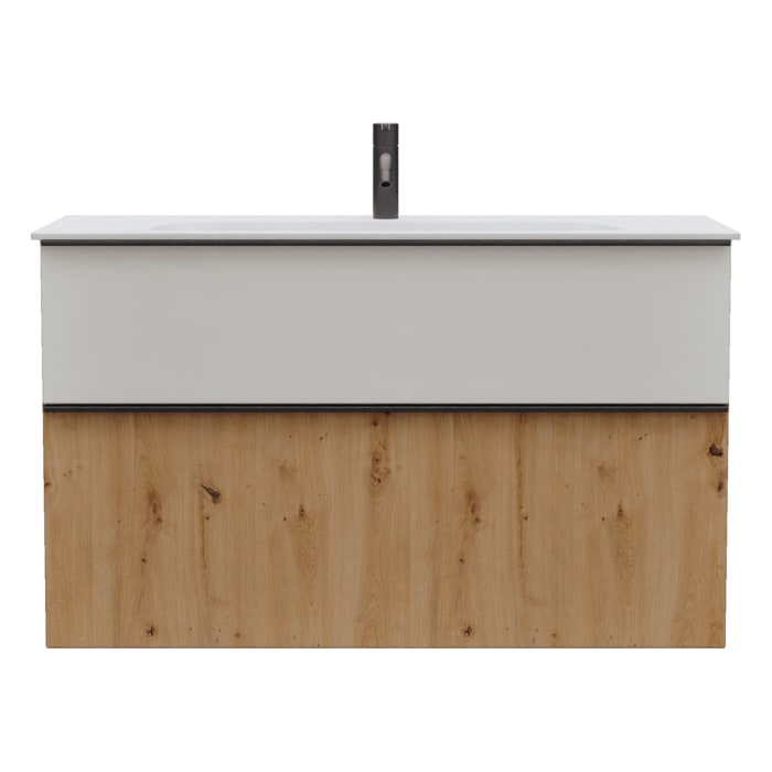 burgbad Fiumo 2.0 Mineralguss-Waschtisch mit Waschtischunterschrank 102 cm, mit Griff G0200