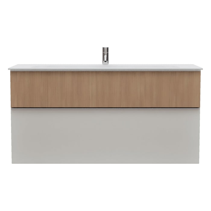 burgbad Fiumo 2.0 Mineralguss-Waschtisch mit Waschtischunterschrank 122 cm, mit Griff G0146
