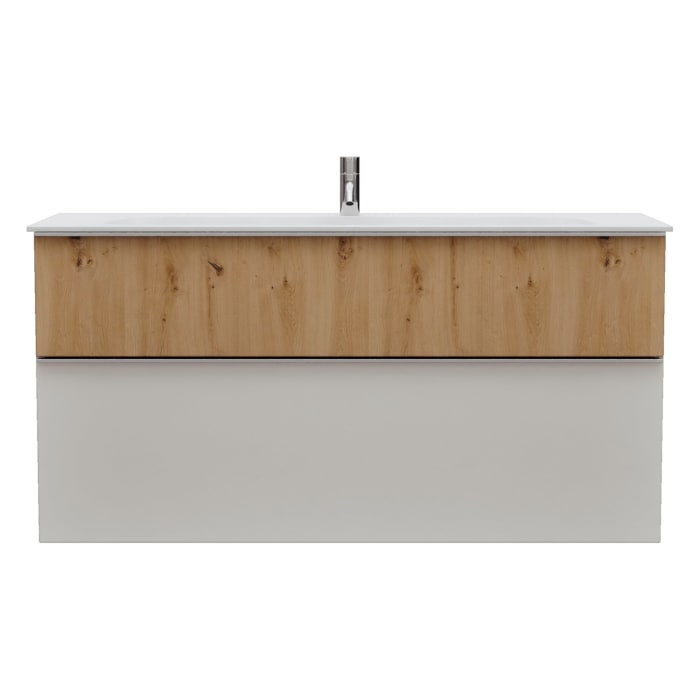 burgbad Fiumo 2.0 Mineralguss-Waschtisch mit Waschtischunterschrank 122 cm, mit Griff G0146