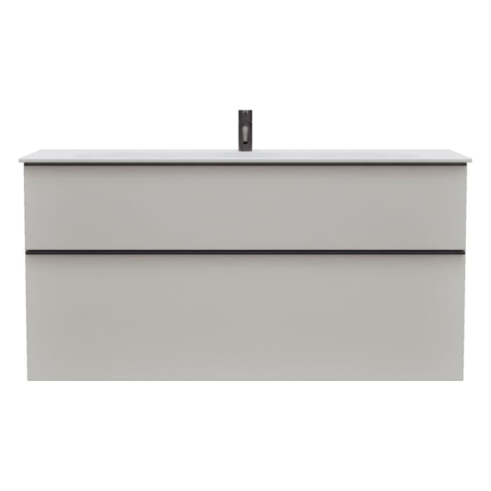 burgbad Fiumo 2.0 Mineralguss-Waschtisch mit Waschtischunterschrank 122 cm, mit Griff G0200