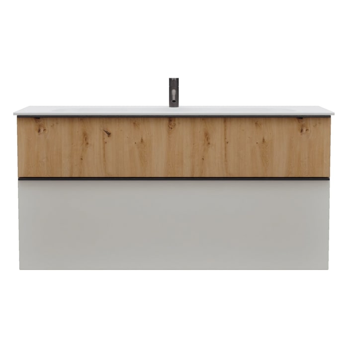 burgbad Fiumo 2.0 Mineralguss-Waschtisch mit Waschtischunterschrank 122 cm, mit Griff G0200