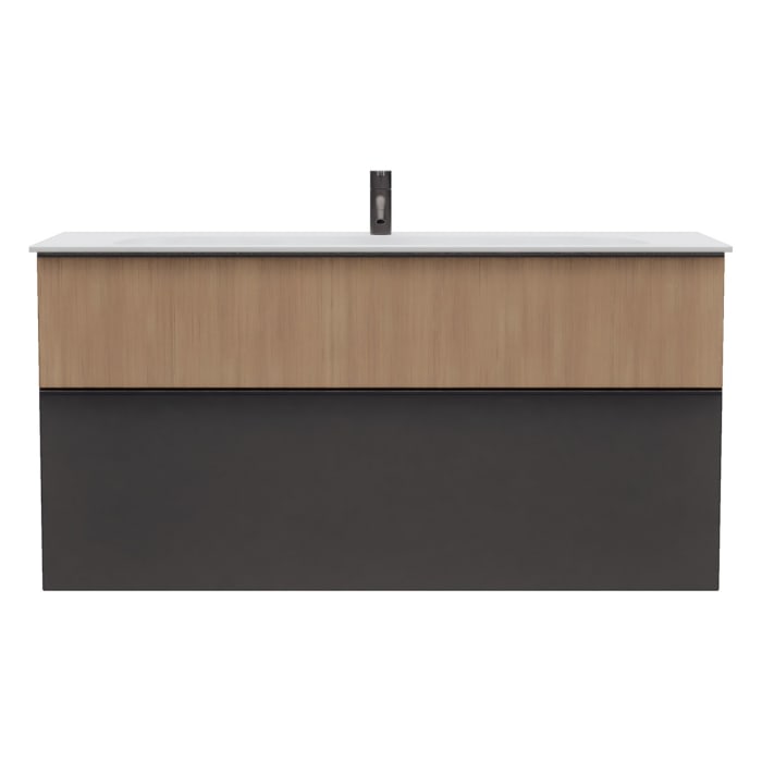 burgbad Fiumo 2.0 Mineralguss-Waschtisch mit Waschtischunterschrank 122 cm, mit Griff G0200