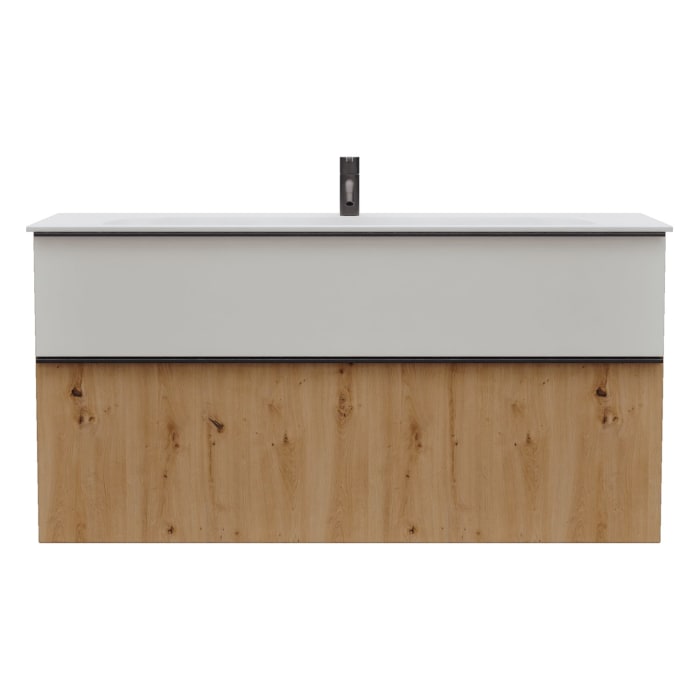 burgbad Fiumo 2.0 Mineralguss-Waschtisch mit Waschtischunterschrank 122 cm, mit Griff G0200