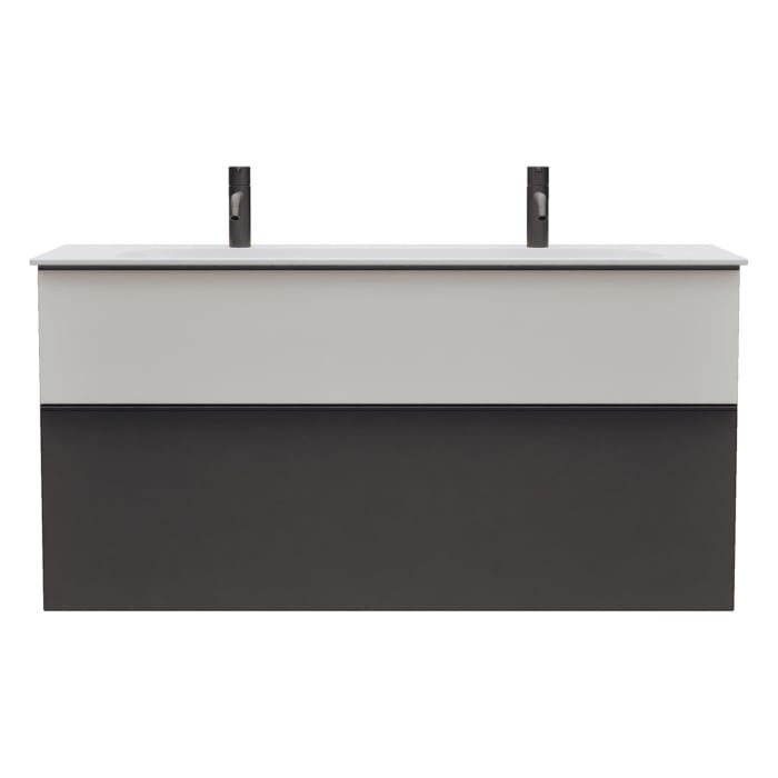 burgbad Fiumo 2.0 Mineralguss-Waschtisch mit Waschtischunterschrank 122 cm, mit Griff G0200