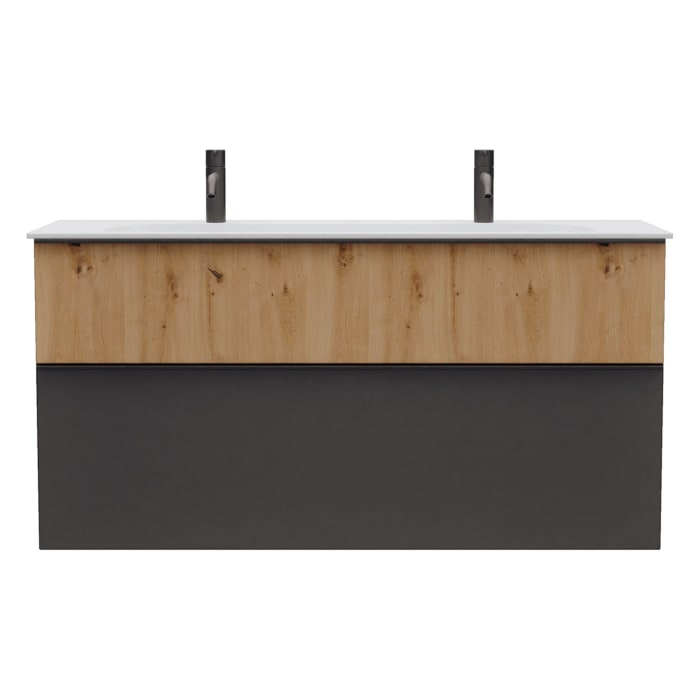 burgbad Fiumo 2.0 Mineralguss-Waschtisch mit Waschtischunterschrank 122 cm, mit Griff G0200