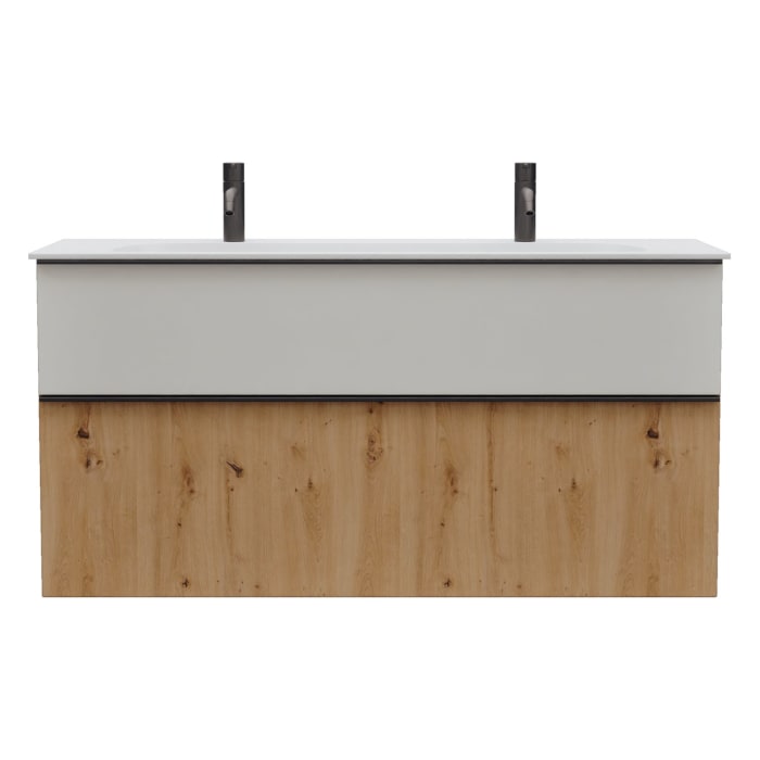 burgbad Fiumo 2.0 Mineralguss-Waschtisch mit Waschtischunterschrank 122 cm, mit Griff G0200