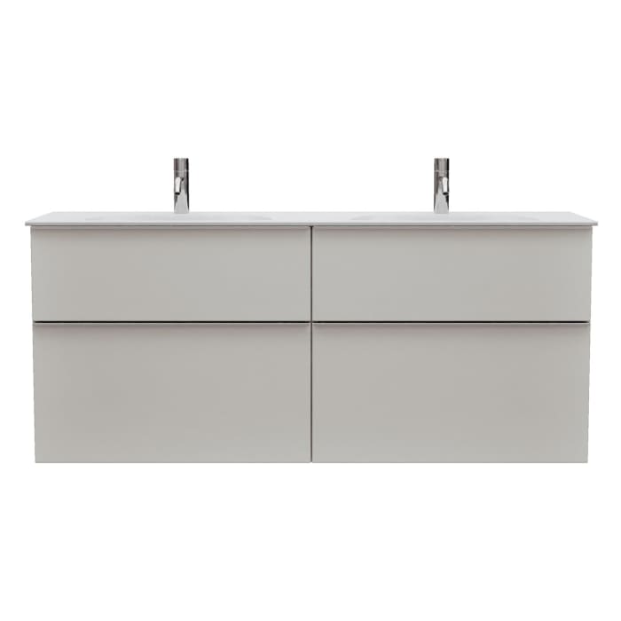 burgbad Fiumo 2.0 Mineralguss-Waschtisch mit Waschtischunterschrank 142 cm, mit Griff G0146