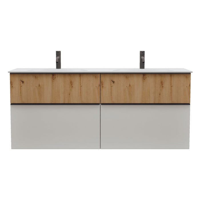 burgbad Fiumo 2.0 Mineralguss-Waschtisch mit Waschtischunterschrank 142 cm, mit Griff G0200