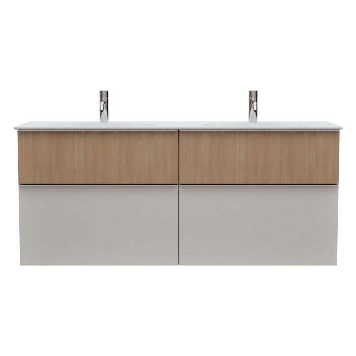 burgbad Fiumo 2.0 Mineralguss-Waschtisch mit Waschtischunterschrank 142 cm, mit Griff G0146