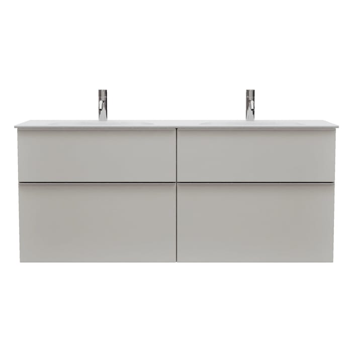burgbad Fiumo 2.0 Mineralguss-Waschtisch mit Waschtischunterschrank 142 cm, mit Griff G0146