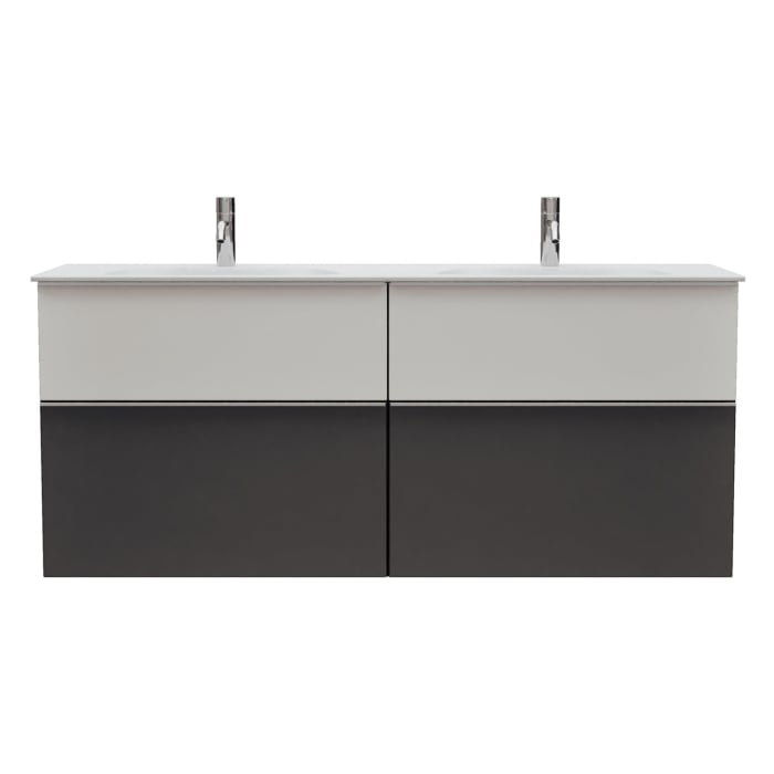 burgbad Fiumo 2.0 Mineralguss-Waschtisch mit Waschtischunterschrank 142 cm, mit Griff G0146