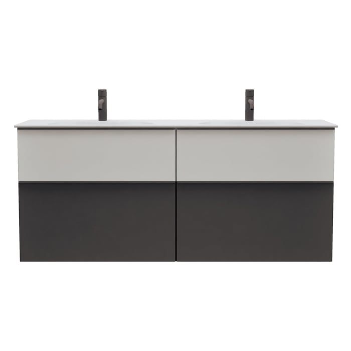 burgbad Fiumo 2.0 Mineralguss-Waschtisch mit Waschtischunterschrank 142 cm, mit Griff G0200