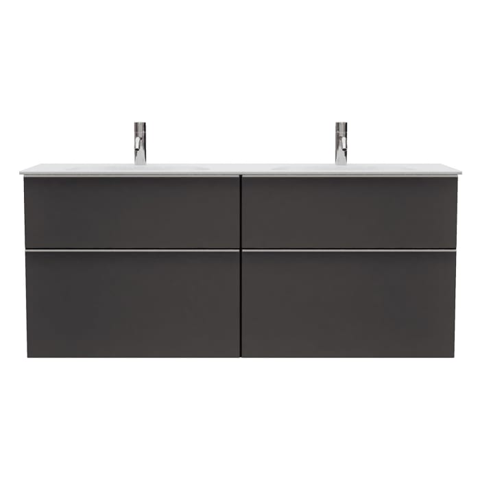 burgbad Fiumo 2.0 Mineralguss-Waschtisch mit Waschtischunterschrank 142 cm, mit Griff G0146