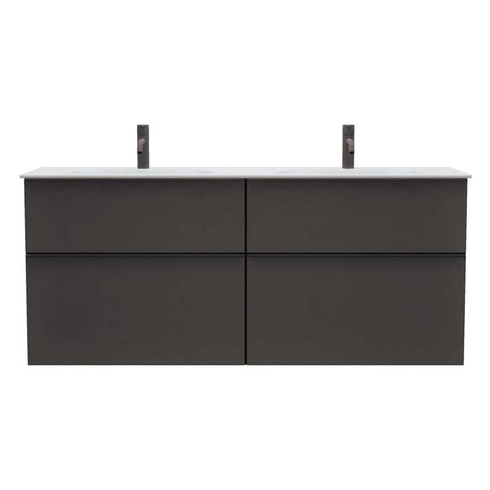 burgbad Fiumo 2.0 Mineralguss-Waschtisch mit Waschtischunterschrank 142 cm, mit Griff G0200