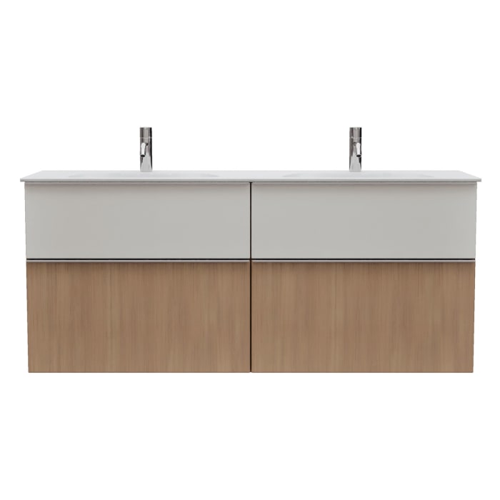 burgbad Fiumo 2.0 Mineralguss-Waschtisch mit Waschtischunterschrank 142 cm, mit Griff G0146