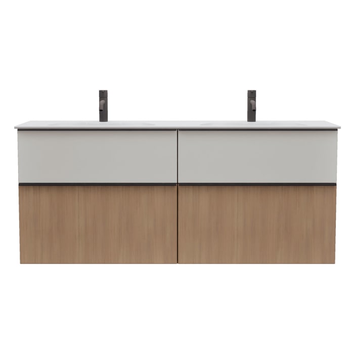 burgbad Fiumo 2.0 Mineralguss-Waschtisch mit Waschtischunterschrank 142 cm, mit Griff G0200