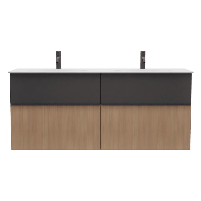 burgbad Fiumo 2.0 Mineralguss-Waschtisch mit Waschtischunterschrank 142 cm, mit Griff G0200