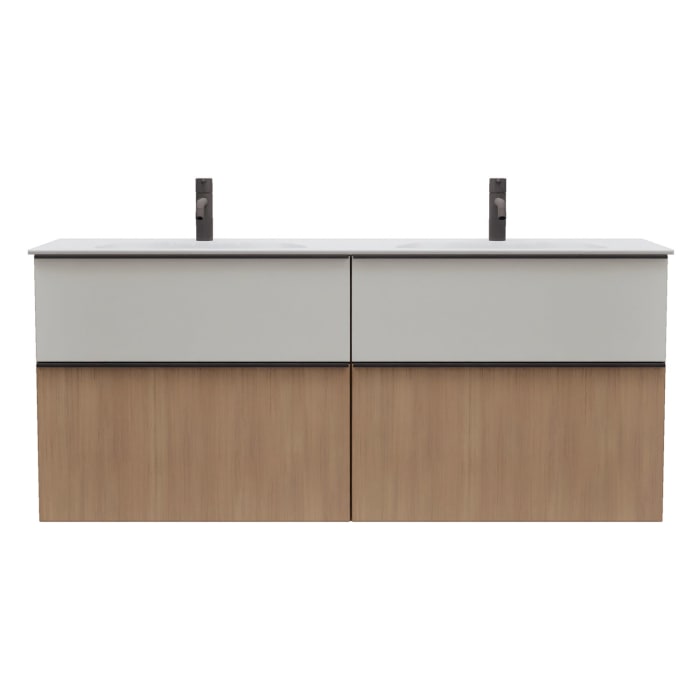 burgbad Fiumo 2.0 Mineralguss-Waschtisch mit Waschtischunterschrank 142 cm, mit Griff G0200