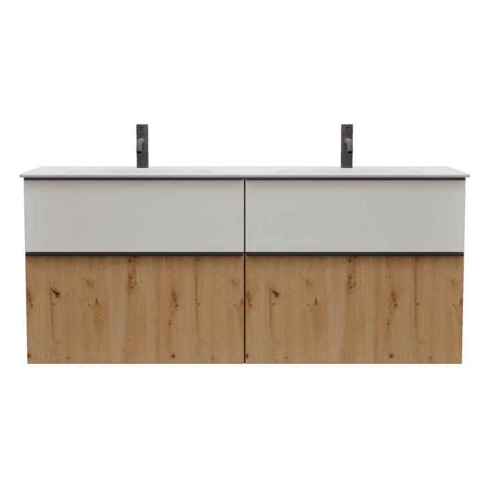 burgbad Fiumo 2.0 Mineralguss-Waschtisch mit Waschtischunterschrank 142 cm, mit Griff G0200
