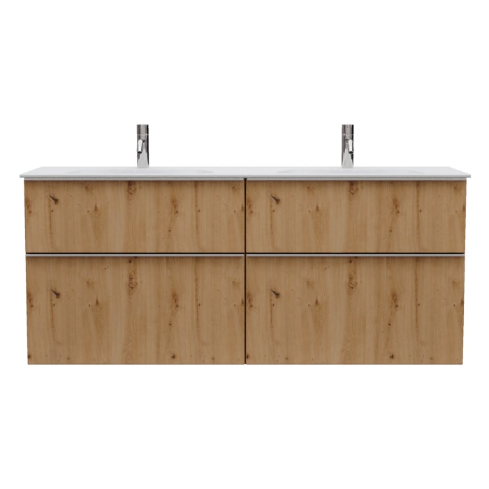 burgbad Fiumo 2.0 Mineralguss-Waschtisch mit Waschtischunterschrank 142 cm, mit Griff G0146