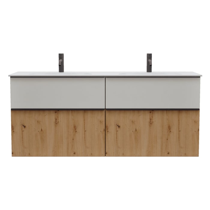 burgbad Fiumo 2.0 Mineralguss-Waschtisch mit Waschtischunterschrank 142 cm, mit Griff G0200