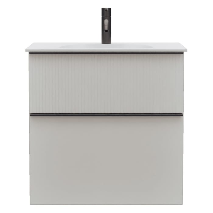 burgbad Fiumo 2.0 Mineralguss-Waschtisch mit Waschtischunterschrank 62 cm, mit Griff G0200
