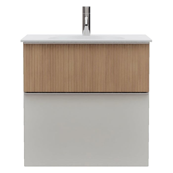 burgbad Fiumo 2.0 Mineralguss-Waschtisch mit Waschtischunterschrank 62 cm, mit Griff G0146