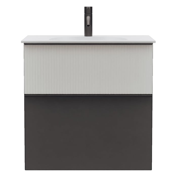 burgbad Fiumo 2.0 Mineralguss-Waschtisch mit Waschtischunterschrank 62 cm, mit Griff G0200