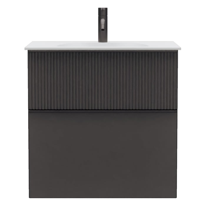 burgbad Fiumo 2.0 Mineralguss-Waschtisch mit Waschtischunterschrank 62 cm, mit Griff G0200